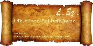 Lőrincz Szilvánusz névjegykártya